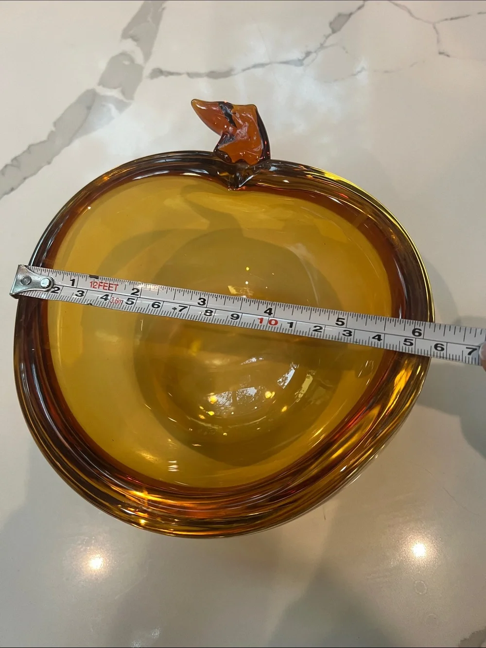 Shannon Crystal Thick Amber Glass Vase Bowl